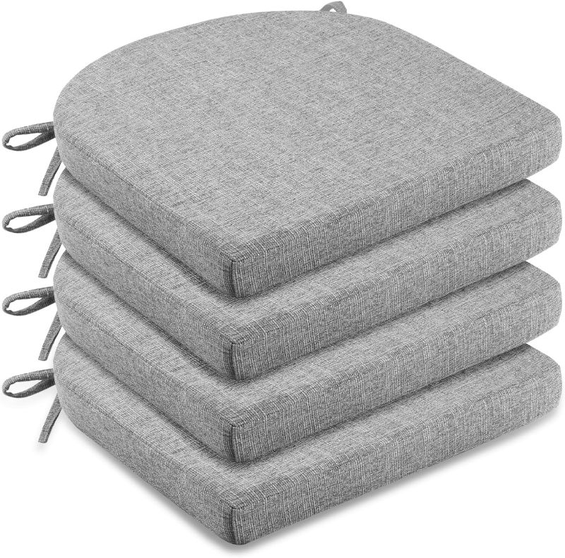 Photo 1 of Chair Cushions for Dining Chairs 4 Pack - Memory Foam Chair Pads with Ties and Non-Slip Backing - Seat Cushion for Kitchen Chair 16"X16"X2", Light Gray