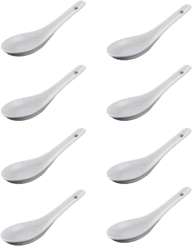 Photo 1 of 8 Pieces White Porcelain Coffee Spoons, Ceramic Spoon, Dip Spoon, Soup Spoons, Suitable for Kitchen and Dining Room (White)
