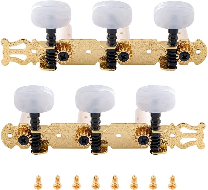 Photo 1 of Metallor Classical Guitar String Tuning Pegs Gold Plated Machine Heads Tuining Keys Tuners Single Hole 3 on a Plank 3L 3R
