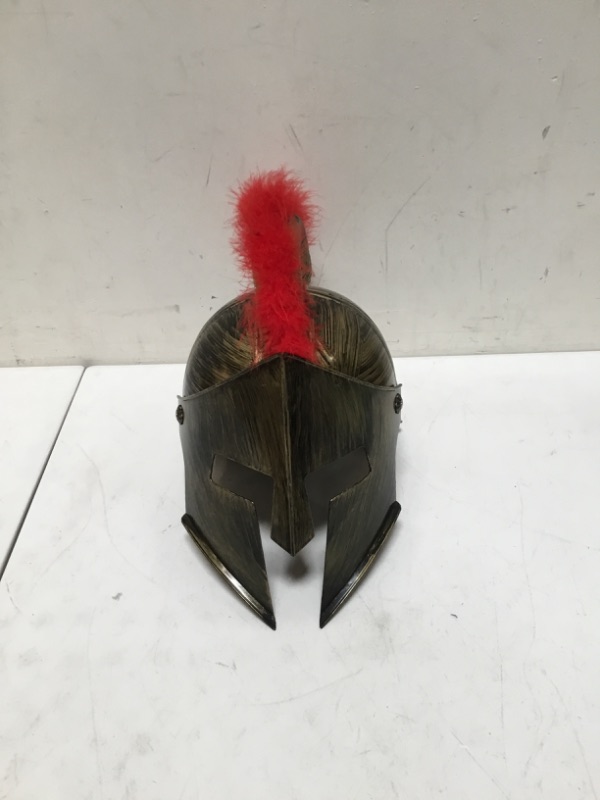 Photo 2 of Nicky Bigs Novelties Roman Helmet With Red Feather Plume - Greek Gladiator Costume Helmets - Trojan Legion Helmet, One Size
