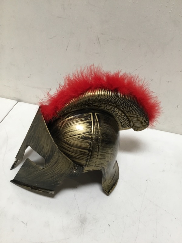 Photo 3 of Nicky Bigs Novelties Roman Helmet With Red Feather Plume - Greek Gladiator Costume Helmets - Trojan Legion Helmet, One Size
