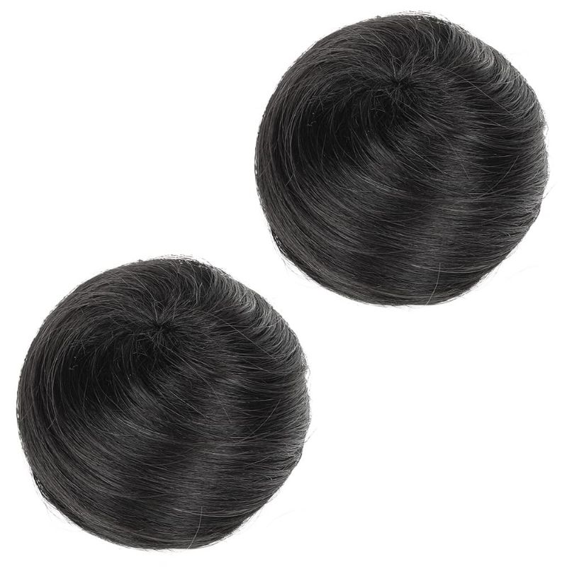 Photo 1 of 2 PCS Messy Bun Hair Piece Human Hair Messy Rose Bun Hair Buns Hair Piece for Women Real Hair Scrunchies Updo Hair Pieces Bun Extension Ponytail Messy Hair Bun - Black
