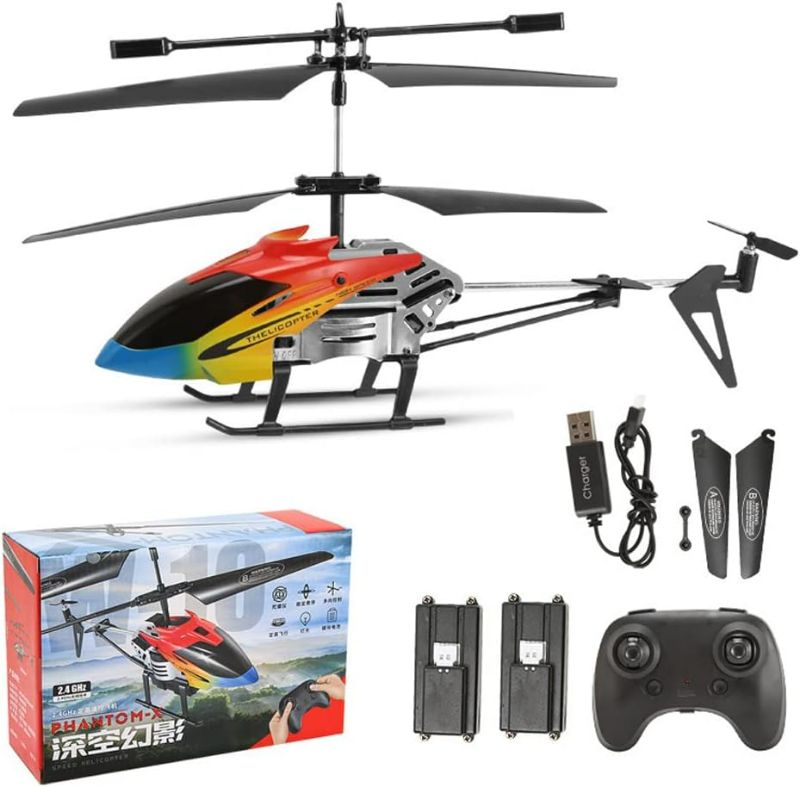 Photo 1 of ZAVEIOP 2.4G Boy Remote Helicopter, Beginner Alloy RC Aircraft,One Button Take-Off/Land-Return RC Helicopter,2 Replacement Batteries RC Airplane,Entry-Level Flying Toys with LED Lights
