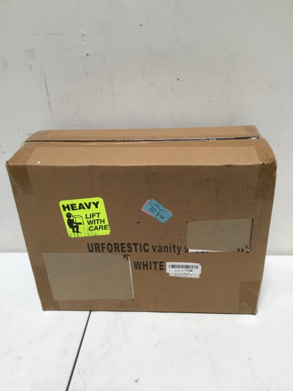 Photo 1 of URFORESTIC Vanity Stool, Modern Makeup Dressing Stool with Concave Seat Surface,Capacity 300lb, Easy Assembly (White)
