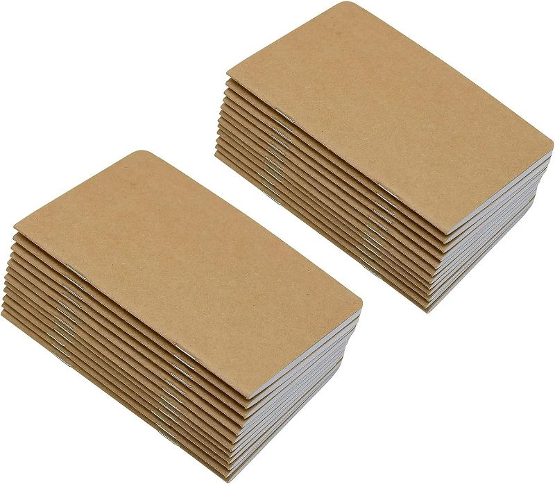 Photo 1 of 24 Pcs 5.5 Inch x 3.5 Inch Brown Cover Pocket Notebook 32 Sheets (64 Pages) Blank Pages 70 Gsm Paper (24)
