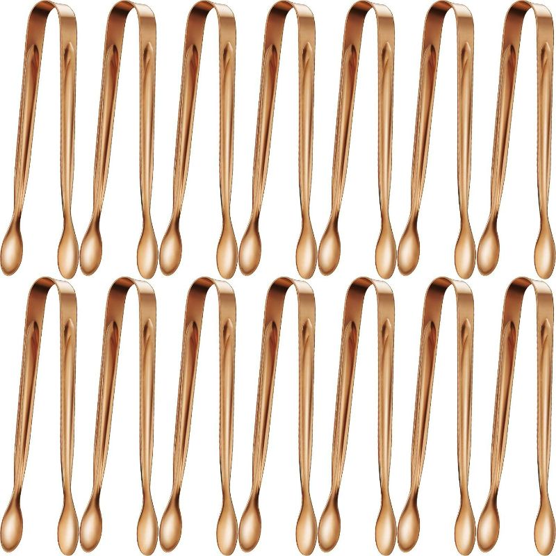 Photo 1 of 12 Pieces Sugar Tongs Ice Tongs Stainless Steel Mini Serving Tongs Appetizers Tongs Small Kitchen Tongs for Tea Party Coffee Bar Kitchen (4.3 Inch, Rose Gold)
