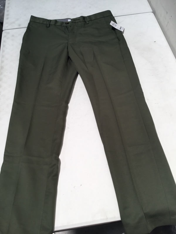 Photo 2 of Amazon Essentials Men's Slim-Fit Flat-Front Dress Pant Polyester Olive 29W x 29L