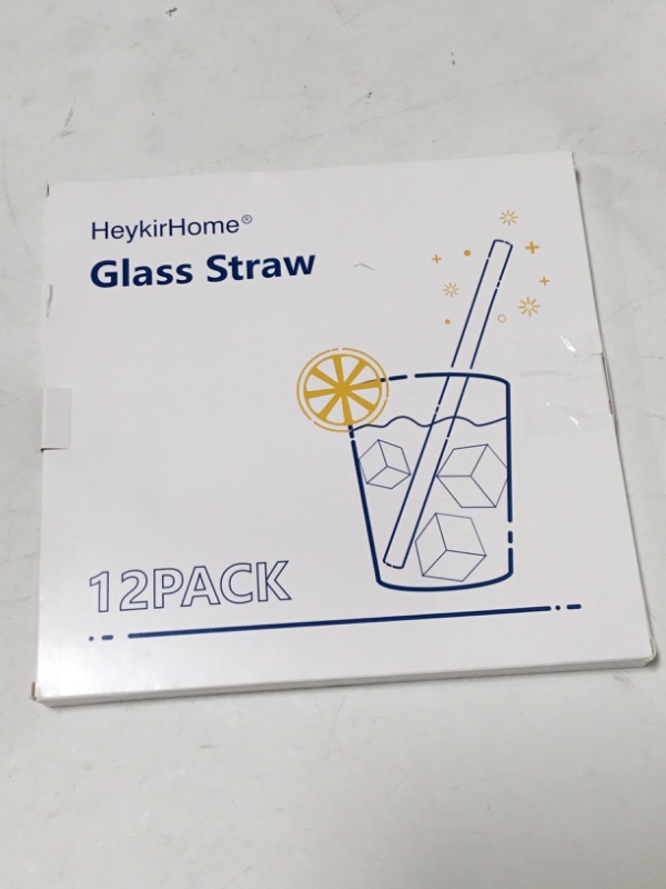 Photo 2 of HeykirHome 12-Pack Reusable Glass Straws,Size 8''x10 MM,Including12 Bent with 2 Cleaning Brush- Perfect For Smoothies, Tea, Juice
