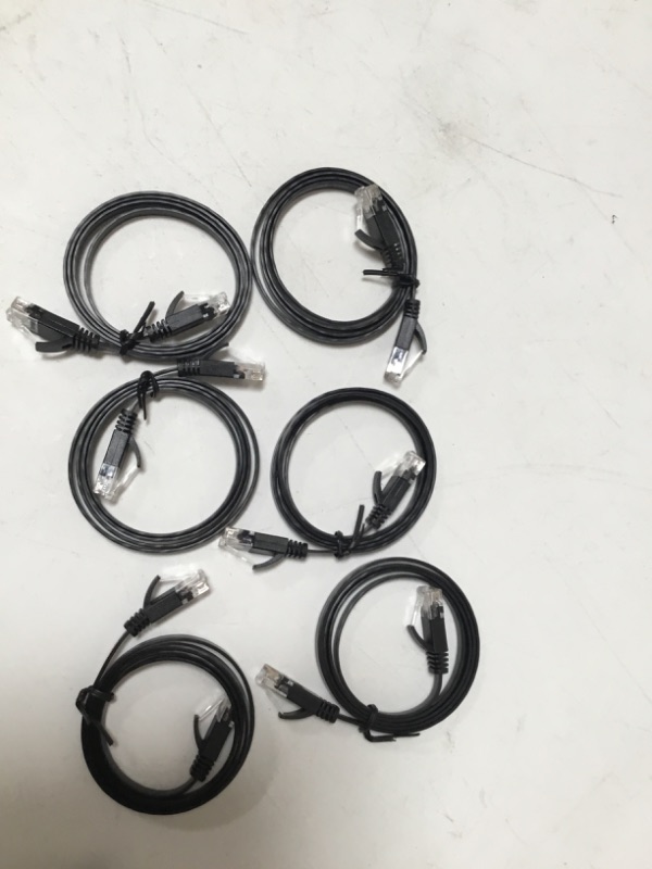 Photo 1 of Cat 6 Ethernet Cable 3ft (6 Pack) (at a Cat5e Price but Higher Bandwidth) Flat Internet Network Cable - Cat6 Ethernet Patch Cable Short - Black Computer Cable with Snagless RJ45 Connectors