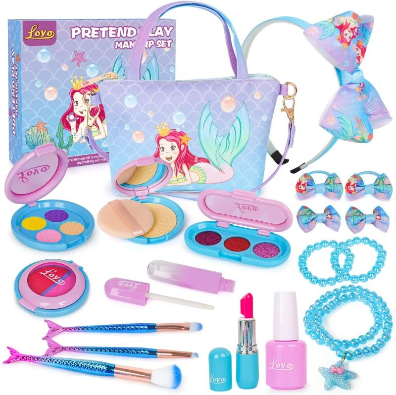 Photo 1 of Loyo Pretend Makeup for Toddlers - Pretend Play Makeup for Little Girls with Mermaid Purse, Fake Makeup Toys Set for Toddler Girls Age 3 4 5 6 Christmas Birthday Gift
