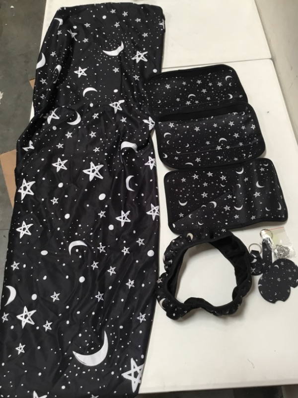 Photo 2 of 12 Pieces Moon and Star Car Accessories Set Polyester Fabric Car Seat Covers 