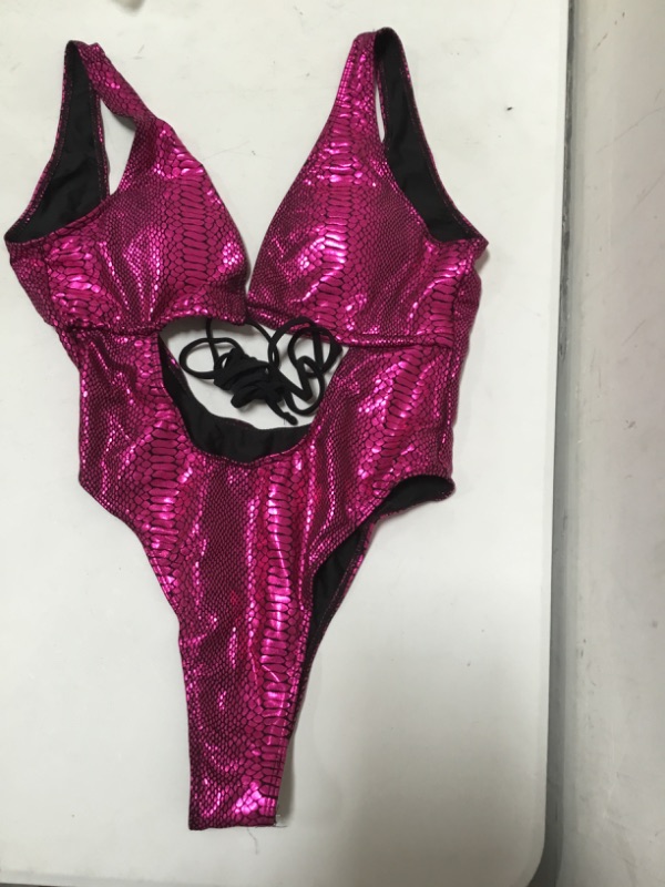 Photo 2 of 2023 One-Piece Swimsuit Female Sense Sleeveless European and American Lace-up Swimsuit Bikini Spot (Color : Purple, Size : X-Small)
