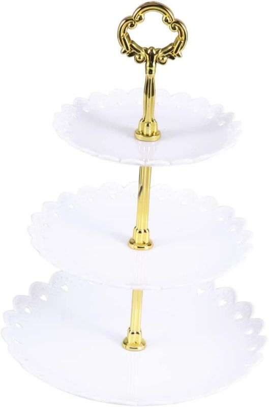 Photo 1 of Cabilock Plastic Platter Wedding Cake Stands Appetizer Tray Cake Display Stand Dessert Display Stand Fruit Plates Dried Fruit Plate Fruit Dish Fruit Tray White Pastry Plate Dessert Table
