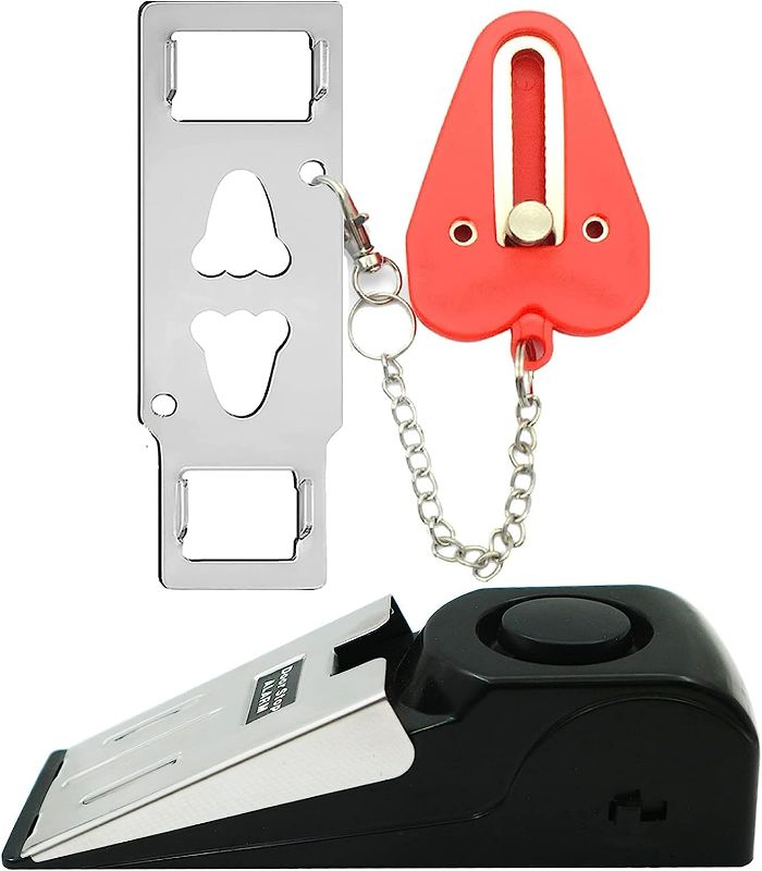 Photo 1 of HNHMT Upgraded Portable Door Lock & Door Stop Alarm, Dual Protection Security Door Kit,Door ?Security Devices Pocket Self Defensey Tools,for Traveling Hotel Home Apartment College House(2 Pack)
