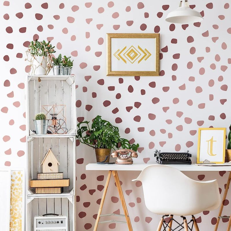 Photo 1 of 500 Pieces Irregular Polka Dots Boho Wall Decal Vinyl Nursery Wallpaper Sticker Wall Decor Peel and Stick Dot Wall Sticker for Kids Baby Girl Bedroom Home Classroom Decoration (Rose Gold)
