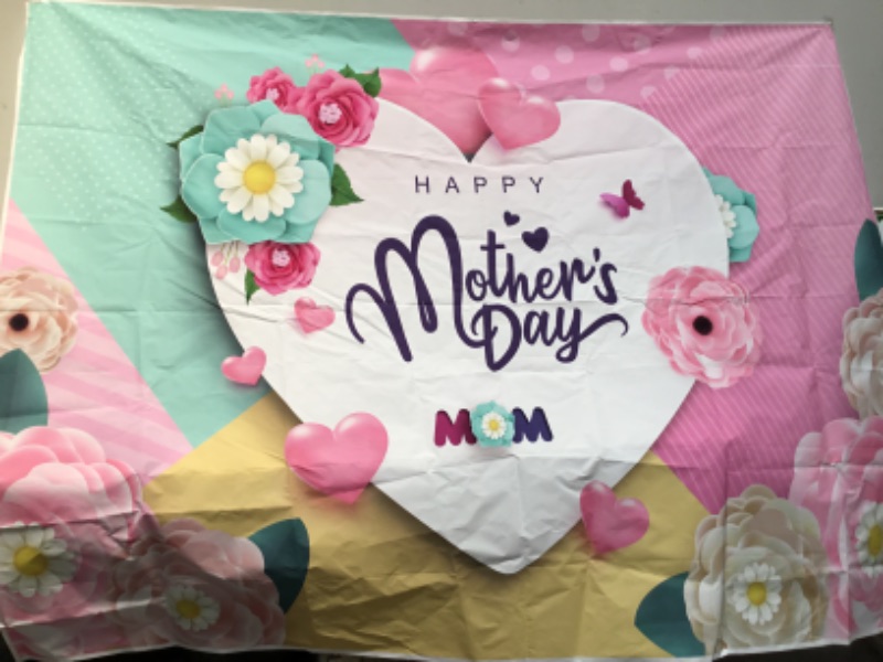 Photo 1 of CHAIYA = Mother's Day Backdrop Mother's Day Party Decorations Banner Mother's Day Love Heart Backdrop Happy Mother's Day Floral Background CY-265
