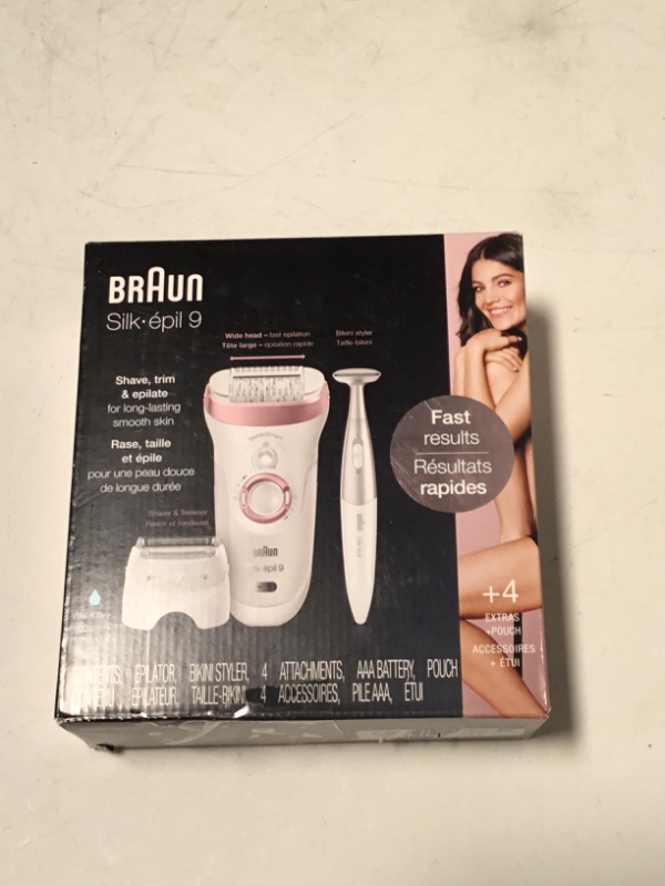 Photo 2 of Braun Silk-épil 9 9-890, Facial Hair Removal for Women, Hair Removal Device, Bikini Trimmer, Womens Shaver Wet & Dry, Cordless and 7 extras