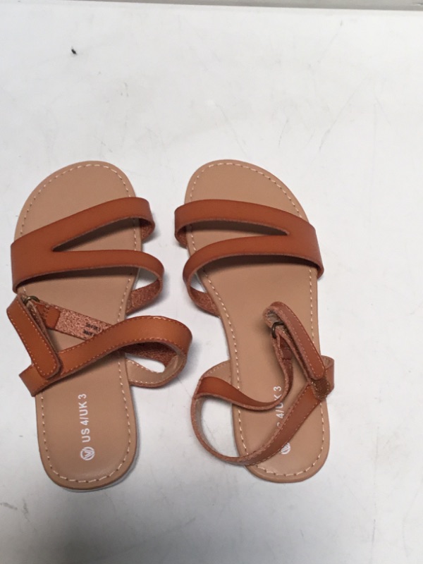 Photo 2 of festooning Girls Flat Sandals Princess Open Toe Sandal with Adjustable Strap Summer Flat Shoes
