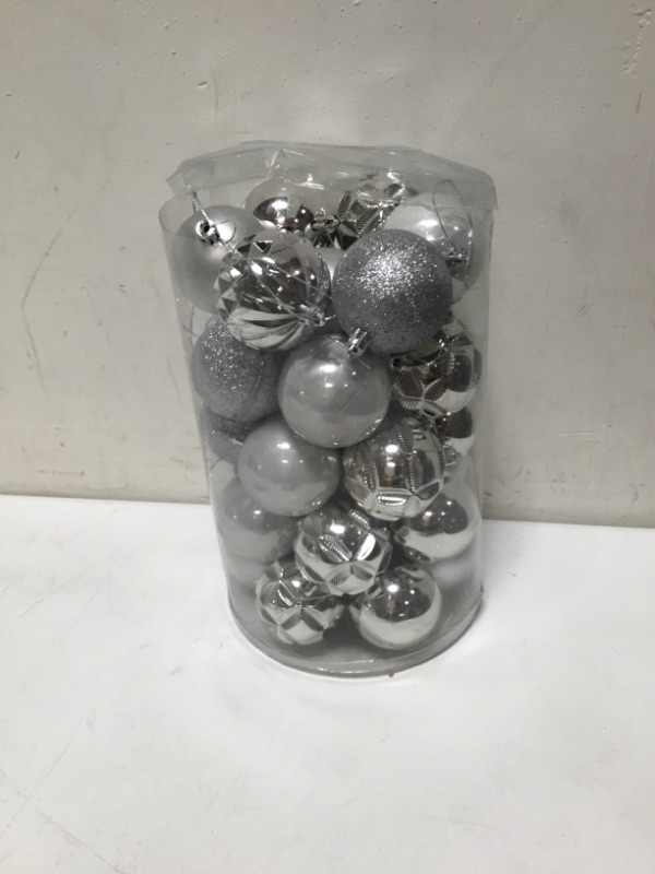 Photo 2 of Lulu Home Christmas Ball Ornaments, 34 Ct Xmas Tree Decorations, Holiday Hanging Balls (Silver, 2.36") Silver 2.36"