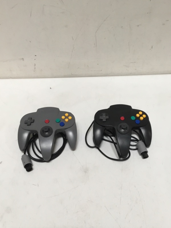Photo 1 of 2 Pack USB Wired N64 Controller, suily Classic N64 PC Gamepad Joystick Controller for Windows PC MAC Linux Raspberry Pi 3 (Black/Gray)
