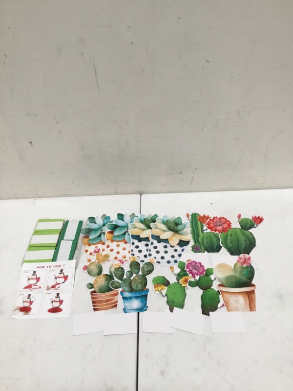 Photo 1 of 11 pc June Cute Watercolor Moon Cactus & Succulent Plants Decals 