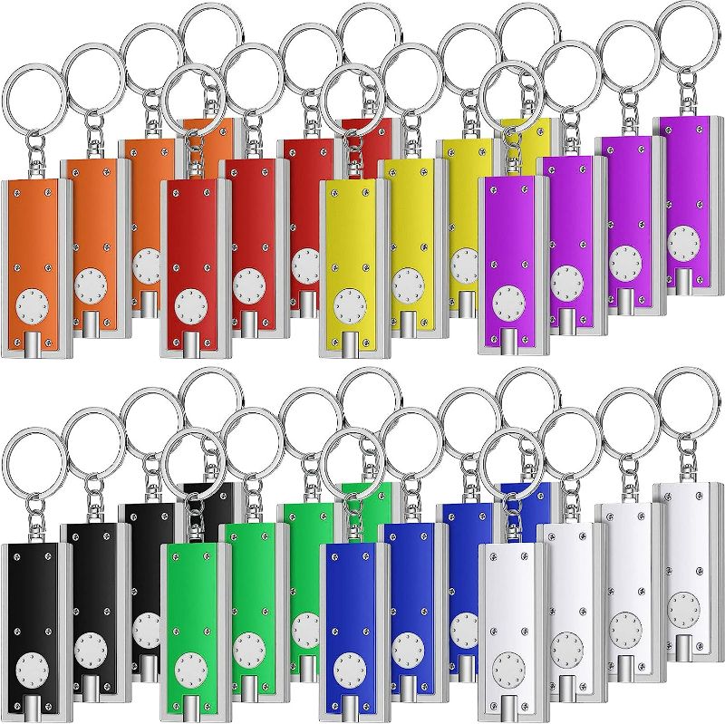 Photo 1 of 30 Pieces Powerful LED Keychain Lights, Assorted Colors Keychain Flashlight, Bright Key Ring Flashlight, Portable Key Chain Flash Light for Emergency Camping Outdoor Activity Equipment Party
