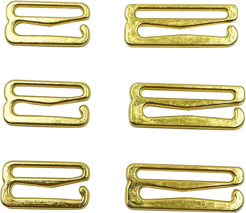 Photo 1 of 50pcs Swimsuit Bra Hooks Bra Strap Hook Replacement Bra Strap Slide Hook Metal for Swimsuit Tops and Lingerie, Gold 2 Sizes PT547
