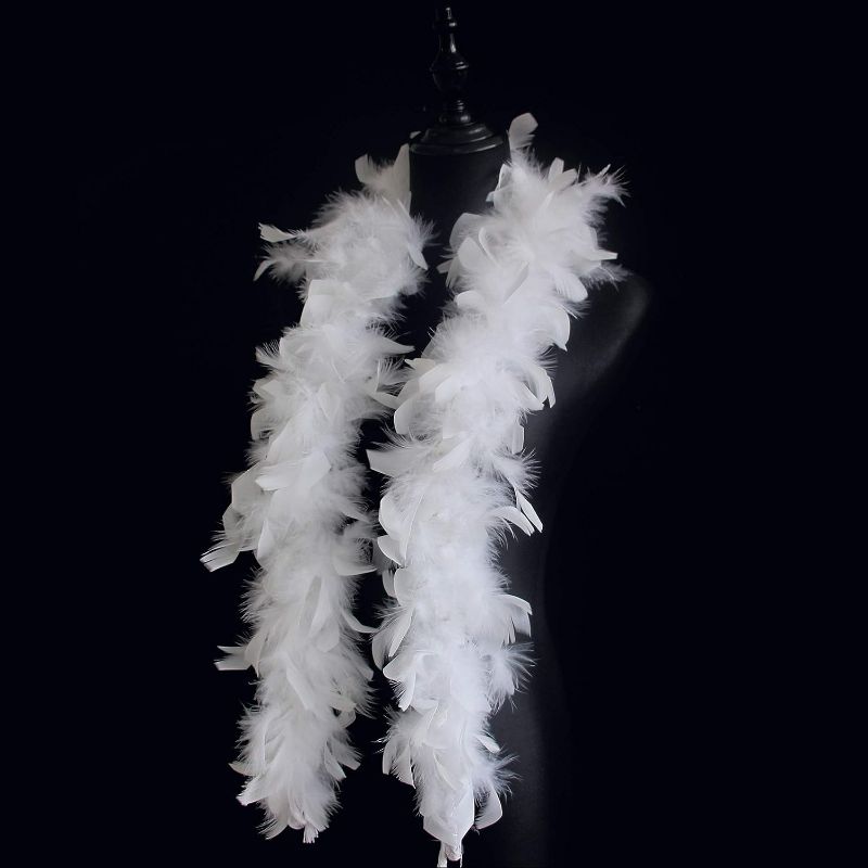 Photo 1 of Over 10 Color 25 Gram, 4 Feet Long Chandelle Feather Boa, Kids Feather Boa, Great for Party, Wedding, Halloween Costume, Christmas Tree, Decoration (White Color)
