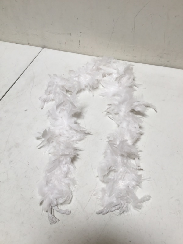 Photo 2 of Over 10 Color 25 Gram, 4 Feet Long Chandelle Feather Boa, Kids Feather Boa, Great for Party, Wedding, Halloween Costume, Christmas Tree, Decoration (White Color)
