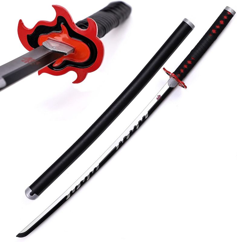 Photo 1 of Hejiu Cosplay Anime Katana Sword, Demon Slayer Sword Real Metal, Stainless Steel, Rengoku/Tanjiro/Zenitsu/Inosuke Knights Multi-Style Exquisite Version
