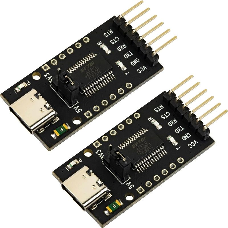 Photo 1 of naughtystarts for FT232RL FTDI USB Type C to TTL Serial Converter Adapter Module 3.3V or 5V Output 6Pin FT232 Breakout Board for Arduino (Pack of 2pcs)
