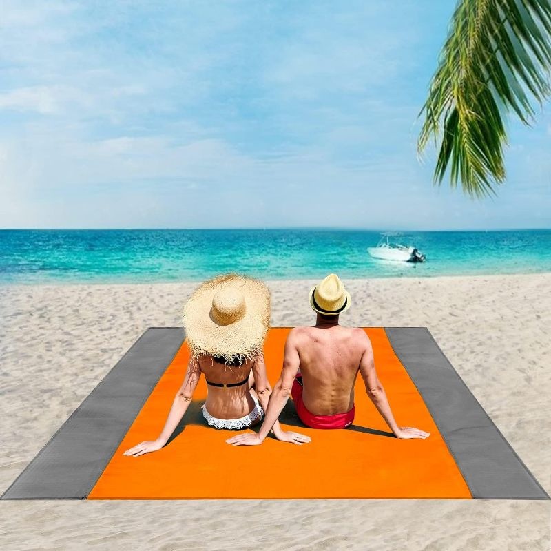 Photo 1 of ISOPHO Beach Blanket,Picnic Blankets Waterproof Sandproof for 4-7 Adults, Oversized Lightweight Beach Mat, Portable Picnic Mat, Sand Proof Mat for Travel,Camping, Hiking, Packable w/Bag
