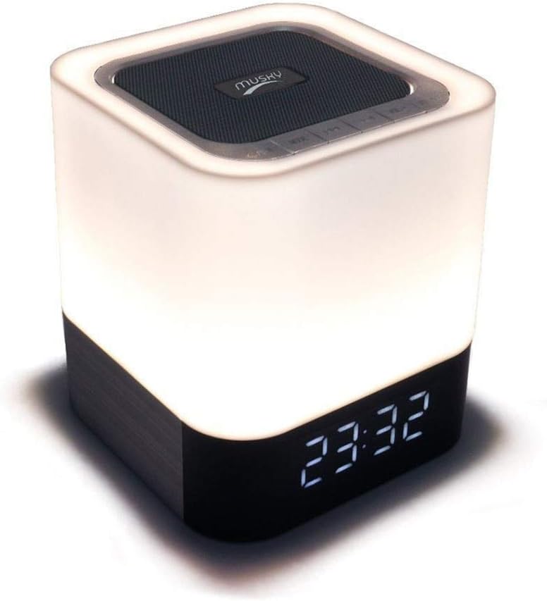 Photo 1 of Digital alarm clock Night Light Bluetooth Speaker Desk Alarm Clocks Touch Control Multicolor Dimmable For Kids,Color Changing Children Bedside clock (Color : White, Size : Free size)
