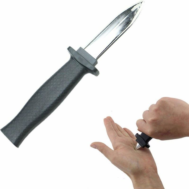 Photo 1 of Wendy Mall 2 PCS Retractable Knife Joke Trick Halloween Props Toy Disappearing Dagger Fake Plastic Blade Magic Toy
