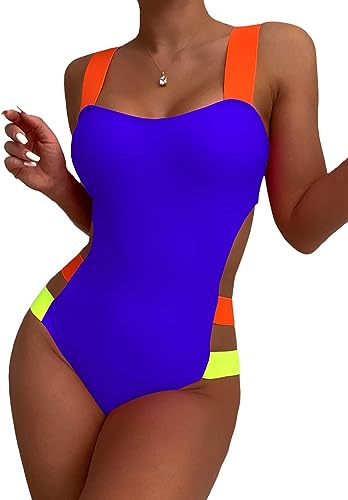 Photo 1 of WDIRARA Women's Color Block Cut Out One Piece Swimsuit Monokini Swimwear (medium)
