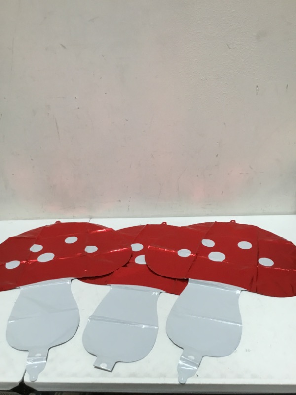 Photo 1 of 3Pcs 31'' Mushroom Balloons,Big Red Mushroom Foil Balloon Cartoon Balloons Fairy Garden Plant Balloons Cute Mushroom Party Decorations Forest Plant Theme Balloon for Baby Shower Birthday Wedding