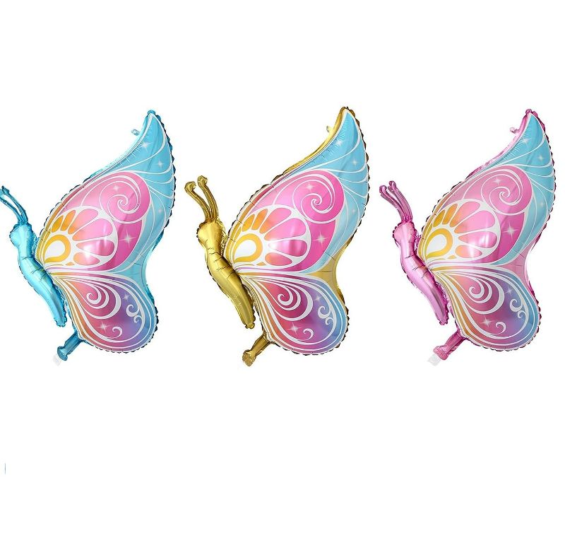 Photo 1 of 3  Pieces Butterfly Balloons Animal Aluminum Foil Balloons for Butterfly Themed Party Baby Shower Wedding Birthday Pink