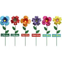 Photo 1 of 6 Pcs Metal Flower Decorative Garden Stakes 12Outdoor