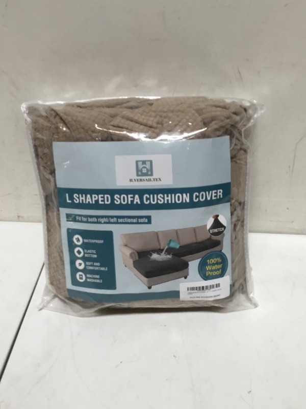 Photo 1 of 100% waterproof seat cover + chaise sand L shaped sofa cushion cover brown with little squares