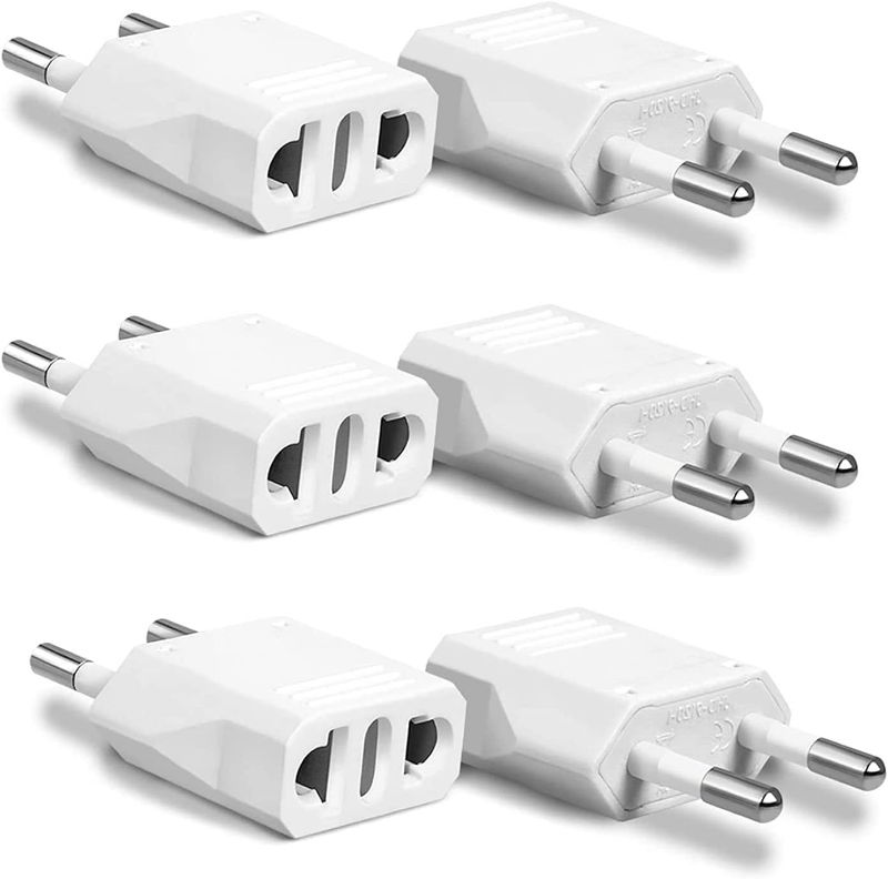 Photo 1 of [6-Pack] European Travel Plug Adapter, US to Europe Plug Adapter, European Plug Adapter, Outlet Converter US to Europe from USA to Most of Europe EU Spain Germany France Italy Israel (Type C)
