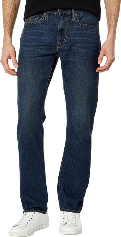 Photo 1 of U.S. Polo Assn. mens Stretch Slim Straight Five-pocket Jeans in Blue (34W X 30L)