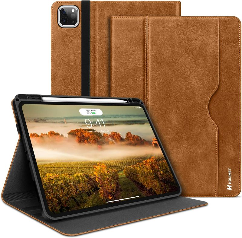 Photo 1 of HOLIMET iPad Pro 11 inch Case 2022 4th/3rd/2nd/1st Generation Case 2021/2020/2018 with Pencil Holder PU Leather Protective Case Cover with Pocket Strap Soft TPU Back Shockproof for iPad Pro 11
