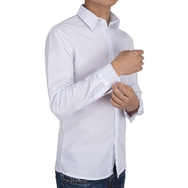 Photo 1 of FOCUSSEXY Men's Dress Shirt Long Sleeve Button Down T-shirt Tops Casual Regular Fit Shirts Long Sleeve Shirt, White (LARGE)