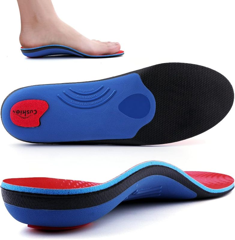 Photo 1 of Walkomfy Heavy Duty Support Pain Relief Orthotics - 210+ lbs Plantar Fasciitis High Arch Support Insoles for Men Women, Flat Feet Orthotic Insert, Work Boot Shoe Insole, Absorb Shock with Every Step
