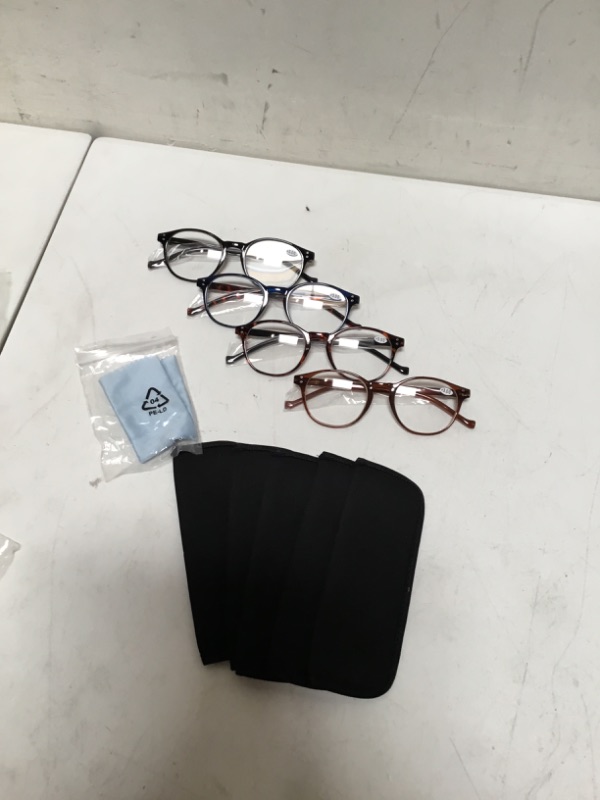 Photo 1 of 4 Pack Readers for Women, Reading Glasses Blue Light Blocking Anti UV Ray Glare Fatigue Eyeglasses Fashion 4 Colors