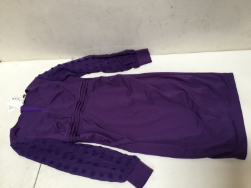 Photo 1 of Purple Swiss Dots Patchwork v Neck A-Line Dress (medium) 