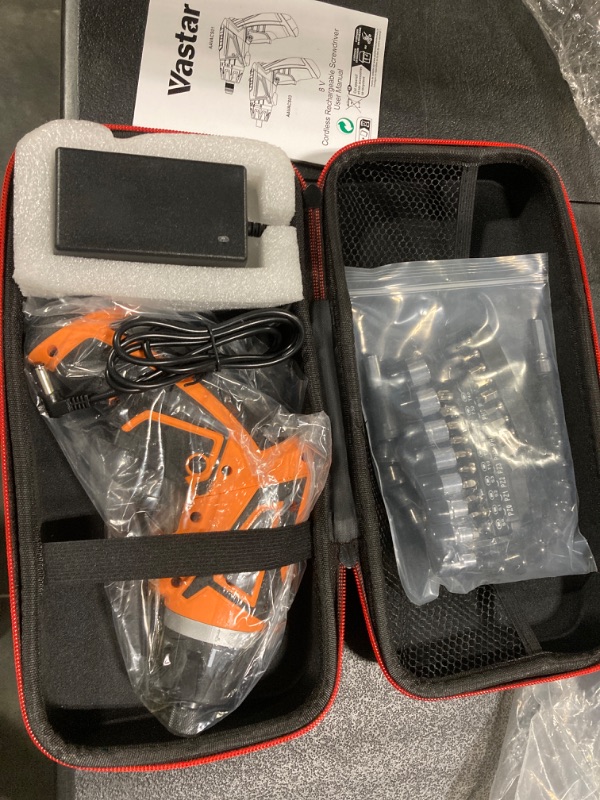 Photo 1 of Vastar 7.2V Cordless Screwdriver, Electric Power Screwdriver Set With Rechargeable Battery & Pivoting Handle, 320RPM/10+1 Torque Small Automatic Screw driver Kit with 47Pcs Bits/LED Front Light