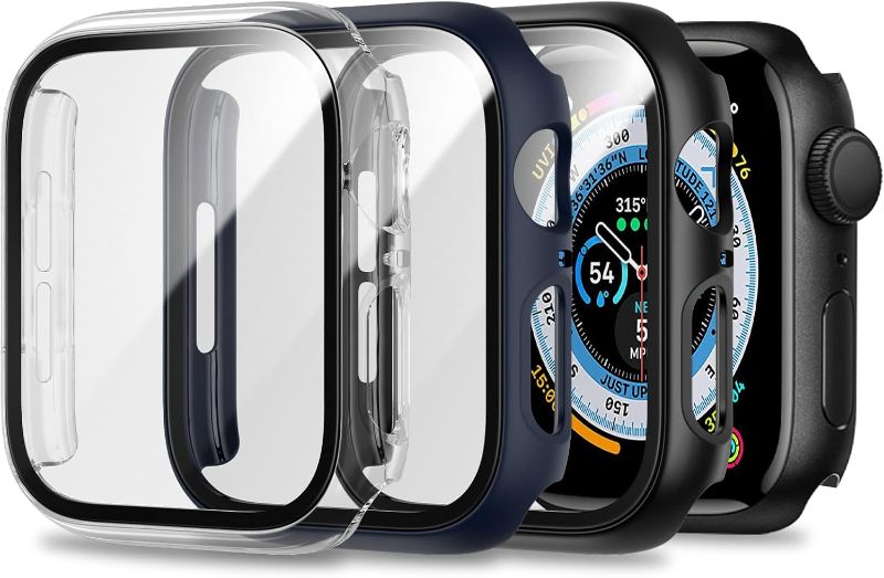 Photo 1 of [3 Packs] Case for Apple Watch 40mm SE Series 6 Series 5 Series 4 with Tempered Glass Screen Protector,Hard PC Protective Bumper and Ultra-Thin Face Cover for Iwatch SE/6/5/4 40mm(3 Colors) 