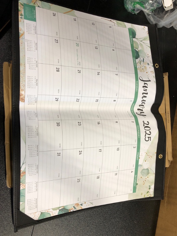 Photo 2 of ** folded/creased*** Desk Calendar 2025-2025 Desk Calendar Large 22'' x 17'', from January 2025 to December 2025, 12 Monthly Desk/Wall Calendar, Large Space for Writing with Protect Corner