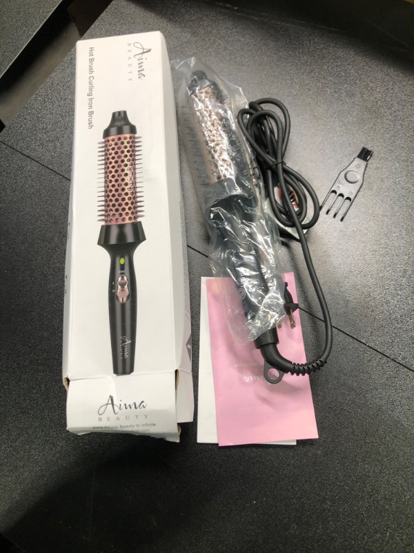 Photo 2 of Aima Beauty Thermal Brush, 1.3"/35mm Volumizing Brush Makes Hair Silky Smooth, Ionic Hot Brush Create Smooth & Shiny Loose Curls, Fast Heating, Dual Voltage, 60Mins Auto Shut Down, Black